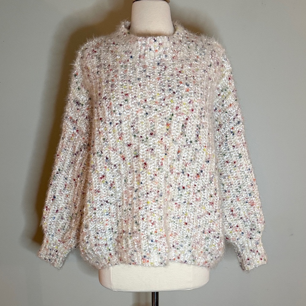 POL Speckled Knit Crew Neck Sweater